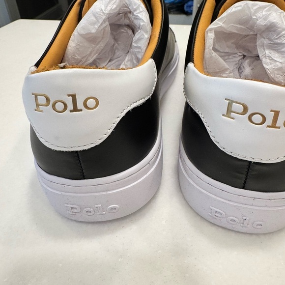 POLO RALPH LAUREN JERMAIN II 2 BLACK LEATHER UNISEX SNEAKERS Men’s 7 WMS 8.5 - Picture 5 of 10